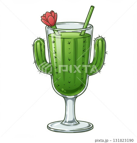 Pixel Art Cactus Smoothie with Red Flower Pixel Art Cactus Smoothie with Red Flower 131823190