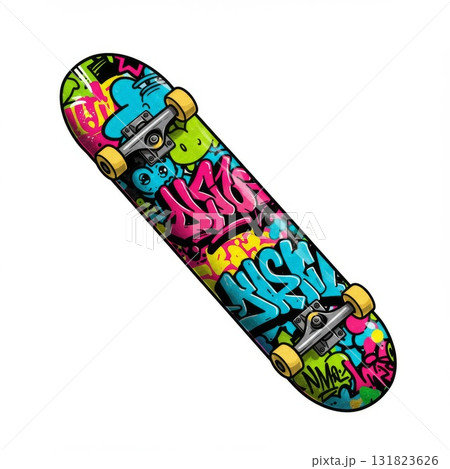 Colorful Graffiti Skateboard Design 131823626