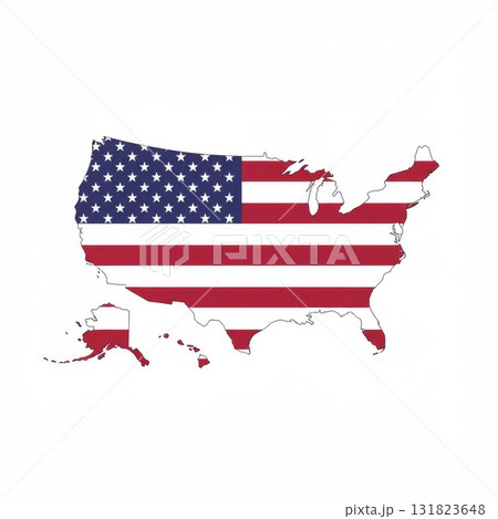United States Map with American Flag 131823648
