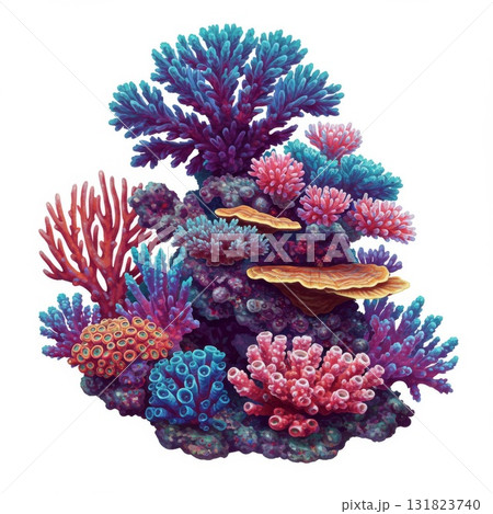 Vibrant Coral Reef Pixel Art 131823740
