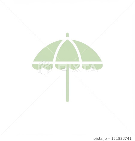 Pale Green Parasol Illustration on White Background 131823741