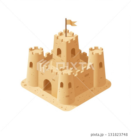 Isometric Sandcastle Illustration 131823748