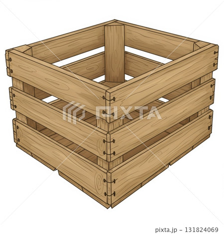 Empty Light Brown Wooden Crate on White Background Empty Light Brown Wooden Crate on White Background 131824069