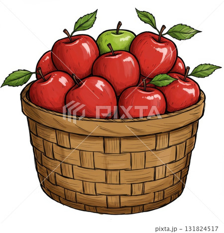 Red and Green Apples in a Brown Woven Basket Red and Green Apples in a Brown Woven Basket 131824517