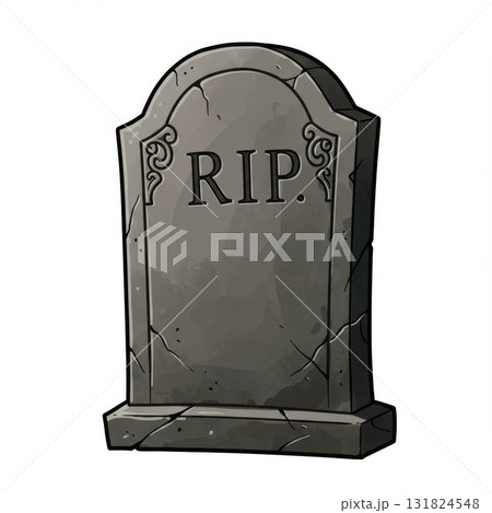 Grey Stone Tombstone with RIP Inscription 131824548
