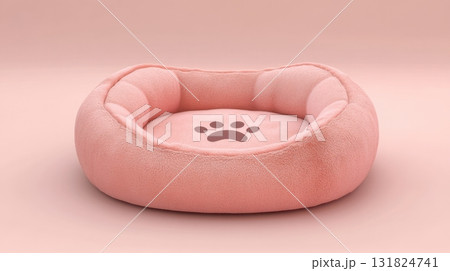 Cozy pink pet bed designed for comfort in a stylish setting suitable for small animals 131824741
