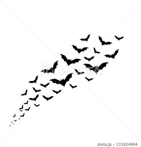 Black Bats Flying in White Background Black Bats Flying in White Background 131824904