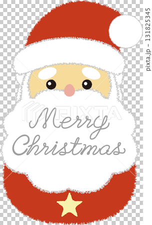 Christmas greeting card design - fluffy Santa face character illustration 131825345