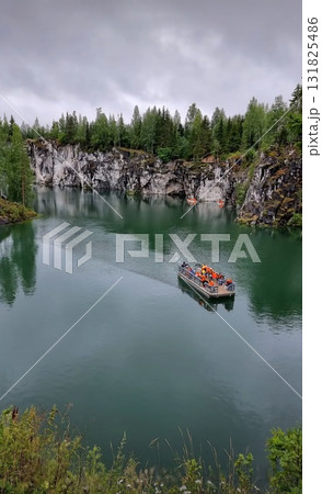 Tourist Boat Crossing Sortavala's Marble Lake 131825486