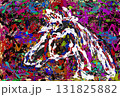 年賀状 アート 抽象画  賀詞無し 暖色地 2026年 令和8年 馬 ポロック的 131825882