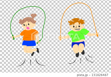 縄跳びをする子ども達 131826487