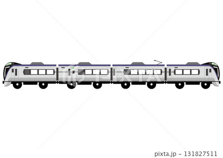 おもちゃ風のE353系電車を4両つないだベクターイラスト 131827511