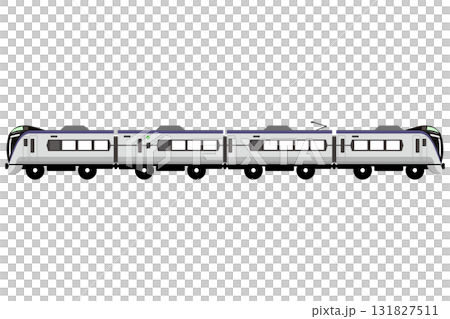 おもちゃ風のE353系電車を4両つないだベクターイラスト 131827511