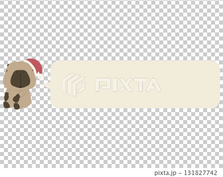 サンタ帽をかぶったカピバラ。吹き出し付き サンタ帽をかぶったカピバラ。吹き出し付き 131827742