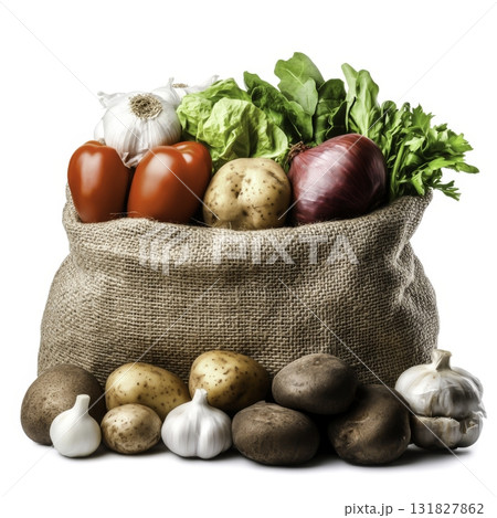 Fresh Organic Vegetables in Natural Sack Showcasing Colorful Produce for Culinary Delights and Recipes 131827862