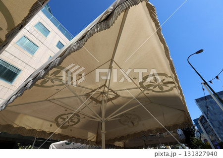 Sun shelter in a city park on the Mediterranean coast. Sun shelter in a city park on the Mediterranean coast. 131827940