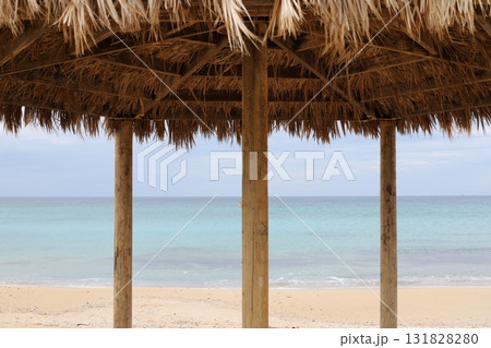 Sun shelter in a city park on the Mediterranean coast. 131828280
