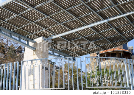 Sun shelter in a city park on the Mediterranean coast. Sun shelter in a city park on the Mediterranean coast. 131828330