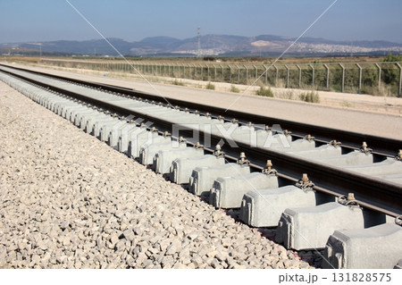 Close-up of the railway in Israel. Close-up of the railway in Israel. 131828575