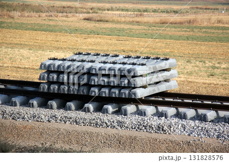 Close-up of the railway in Israel. Close-up of the railway in Israel. 131828576