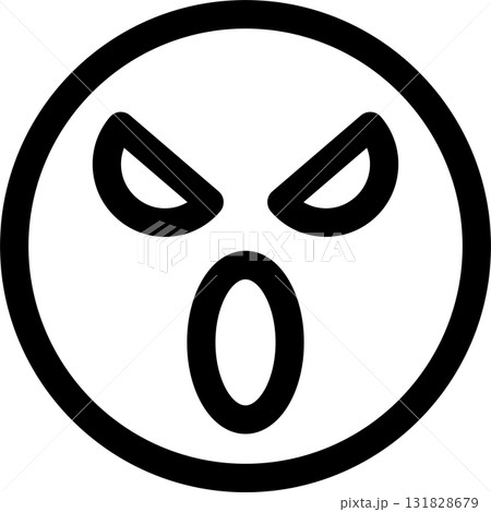 シンプルでかわいい顔のアイコン　絵文字　イラスト素材　怒り　怒る 131828679