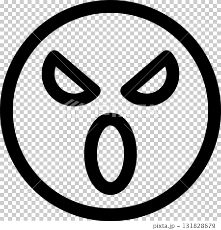 シンプルでかわいい顔のアイコン　絵文字　イラスト素材　怒り　怒る 131828679