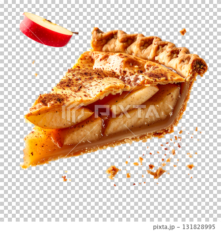 香ばしく焼き上げたアップルパイ｜背景なし・透過PNG 131828995