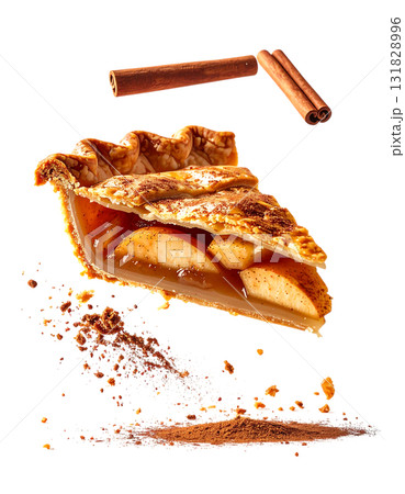 香ばしく焼き上げたアップルパイ｜背景なし・透過PNG 131828996
