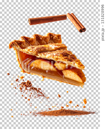 香ばしく焼き上げたアップルパイ｜背景なし・透過PNG 131828996