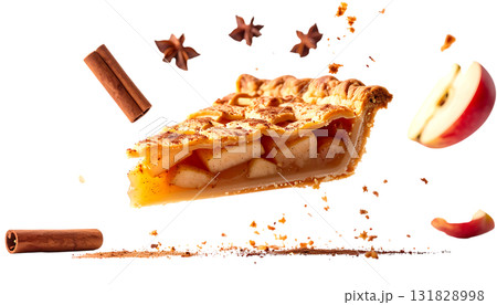 香ばしく焼き上げたアップルパイ｜背景なし・透過PNG 131828998