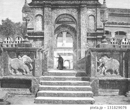 19世紀の仏教研究　スリランカ 　仏歯寺　イラスト 131829076