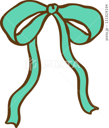 Christmas Coquette Green Ribbon Bow Cartoon Hand Drawn Illustration Christmas Coquette Green Ribbon Bow Cartoon Hand Drawn Illustration 131829194
