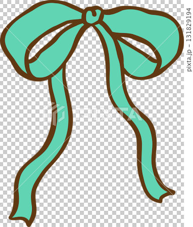 Christmas Coquette Green Ribbon Bow Cartoon Hand Drawn Illustration Christmas Coquette Green Ribbon Bow Cartoon Hand Drawn Illustration 131829194