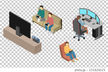 等距插圖:遊戲玩家設置 等距插圖:遊戲玩家設置 131829225