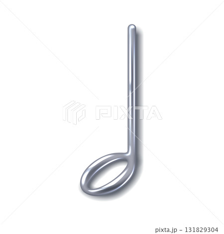 Silver Metallic Music Note Illustration on White 131829304