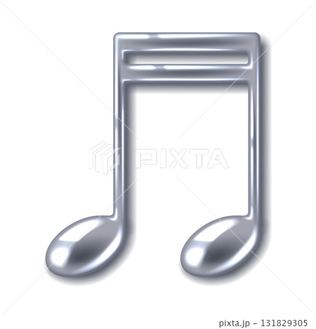 Shiny Metallic Music Note Symbol on White Background 131829305