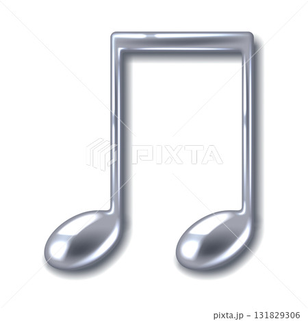 Metallic Musical Note Icon on White Background 131829306