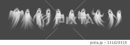 Collection of Ghostly Figures in Monochrome Design Collection of Ghostly Figures in Monochrome Design 131829319