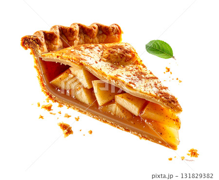 香ばしく焼き上げたアップルパイ｜背景なし・透過PNG 131829382