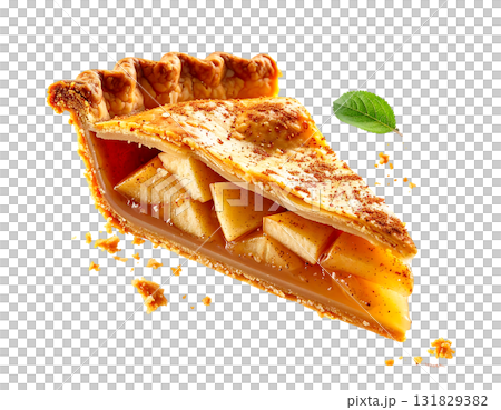 香ばしく焼き上げたアップルパイ｜背景なし・透過PNG 131829382