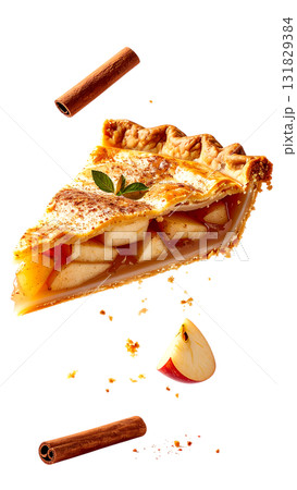 香ばしく焼き上げたアップルパイ｜背景なし・透過PNG 131829384