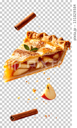 香ばしく焼き上げたアップルパイ｜背景なし・透過PNG 131829384