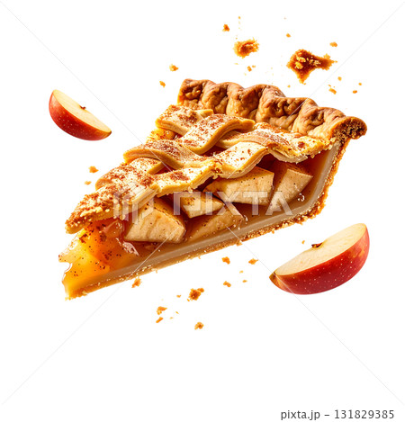 香ばしく焼き上げたアップルパイ｜背景なし・透過PNG 131829385