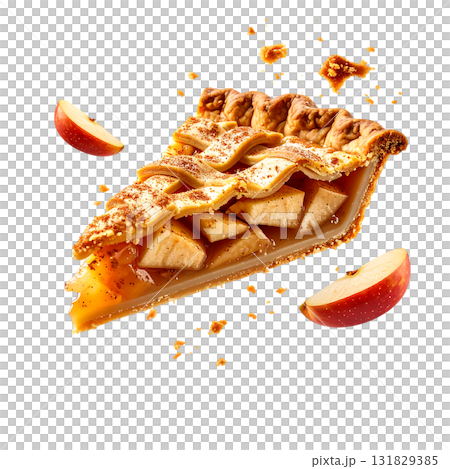 香ばしく焼き上げたアップルパイ｜背景なし・透過PNG 131829385