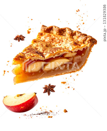 香ばしく焼き上げたアップルパイ｜背景なし・透過PNG 131829386