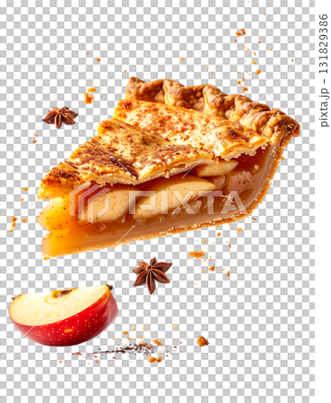香ばしく焼き上げたアップルパイ｜背景なし・透過PNG 131829386