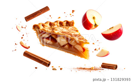 香ばしく焼き上げたアップルパイ｜背景なし・透過PNG 131829393