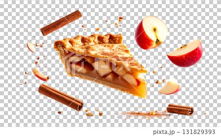 香ばしく焼き上げたアップルパイ｜背景なし・透過PNG 131829393