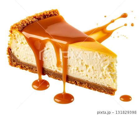 とろける質感のチーズケーキ｜背景なし・透過PNG 131829398