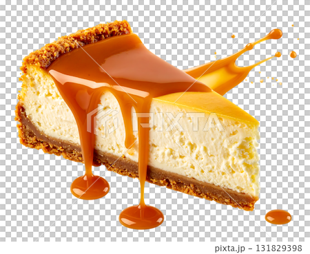 とろける質感のチーズケーキ｜背景なし・透過PNG 131829398